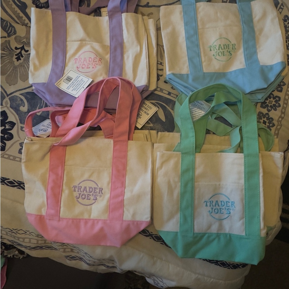 Purple and Pink Canvas Tote Bags with Classic Design